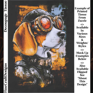 Papel De Seda Aviador Canino Steampunk Adorable Decoupage EZ1R B