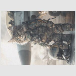Papel De Seda Aviador de gatos militares caprichosos