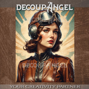 Papel De Seda Aviador retro mujer con estilo vintage -desahuciar