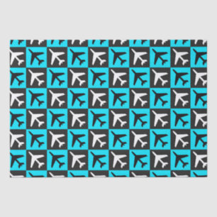 Papel De Seda Avión de aviones de aviación geométrica azul negro