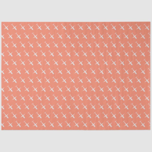 Papel De Seda Avión en rosa coral (Anverso)