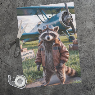 Papel De Seda Avión Piloto Mapache Divertido Animal Silvestre