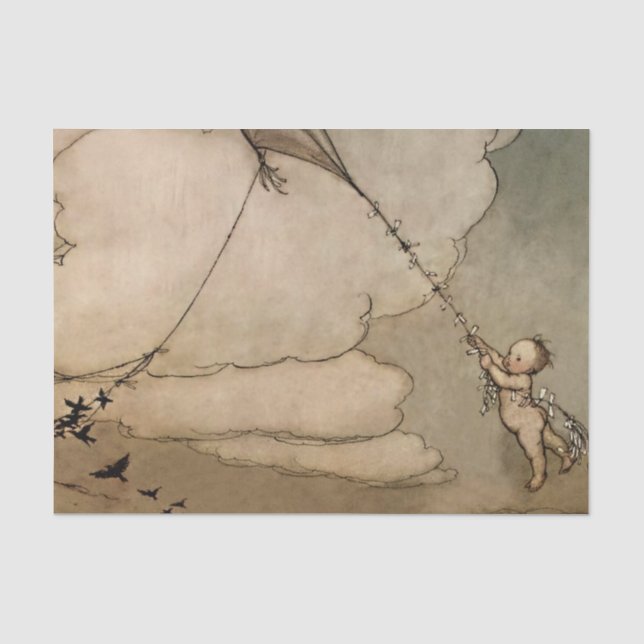 Papel De Seda “Away On a Kite” de Arthur Rackham (Anverso)
