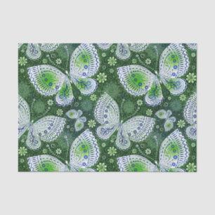 Papel De Seda Away Paisley Butterfly Print Green