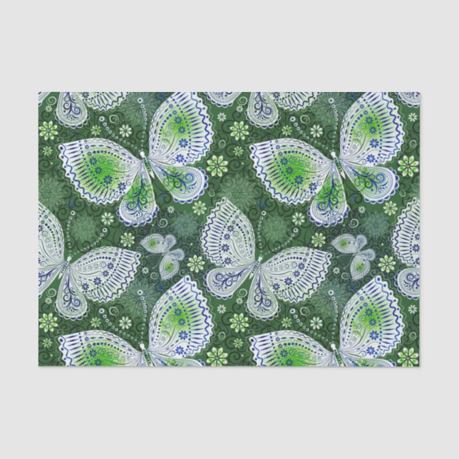 Papel De Seda Away Paisley Butterfly Print Green (Anverso)