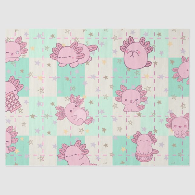Papel De Seda Axolotl lindo y adorable (Anverso)