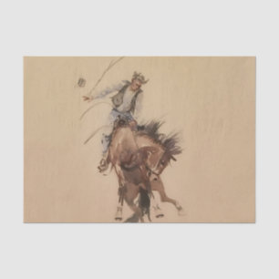 Papel De Seda Azotando a mano un potro bronco de Edward Borein