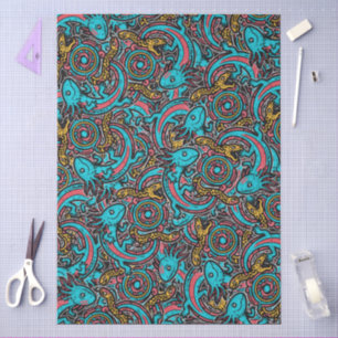 Papel De Seda Azteca Axolotl Xolotl Patrón Tribal mitología boho