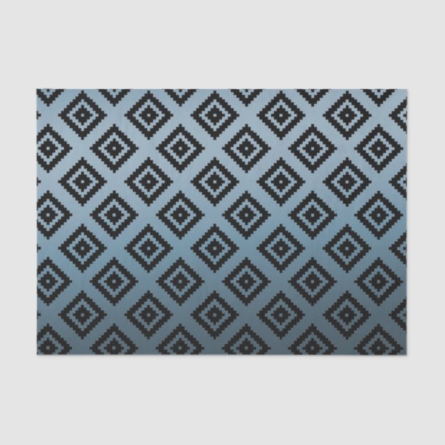 Papel De Seda Azteca tribal blanca verde azulada (Anverso)
