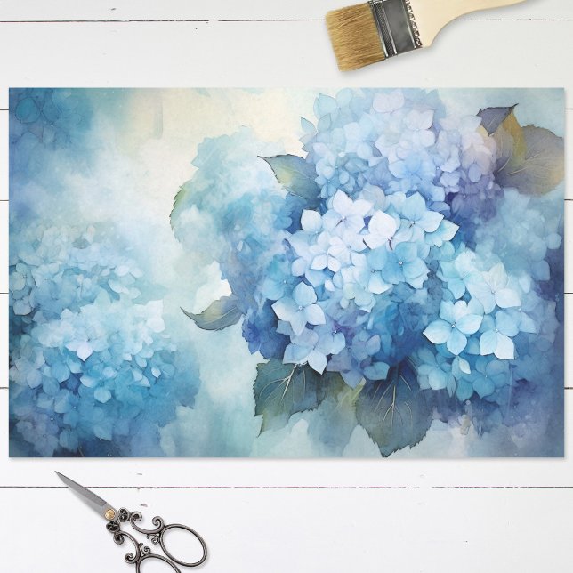 Papel De Seda Azul acuarela Hydrangea Decoupage (Subido por el creador)