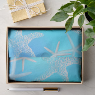 Papel de seda azul acuario con estrellas de mar