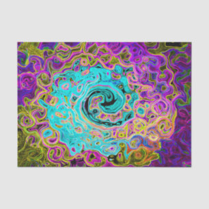 Papel De Seda Azul Acuático Helado Groovy Remolino Líquido Abstr