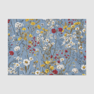 Papel De Seda Azul Blanco Amarillo Rojo Ditsy Pastel Boho Vintag