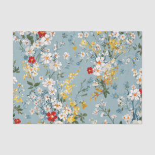 Papel De Seda Azul Blanco Amarillo Rojo Ditsy Pastel Boho Vintag