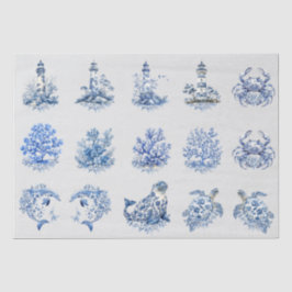 Papel De Seda Azul Blanco Delft Inspirado en Vintage Individual