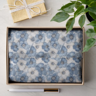 Papel De Seda Azul Blanco Flores de Mezclilla Despedida de Solte