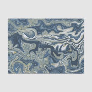 Papel De Seda Azul Blanco Oro Chic Remolino Boda Moderna