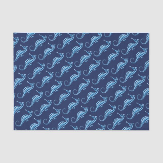 Papel De Seda Azul caballito de mar (Anverso)