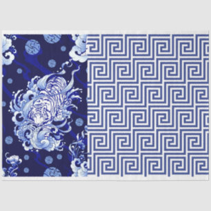 Papel De Seda Azul Chinoiserie Tiger Blue Flow Decoup