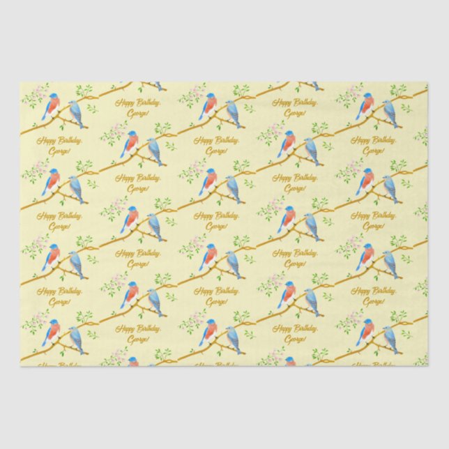 Papel de seda azul claro amarillo pálido (Anverso)