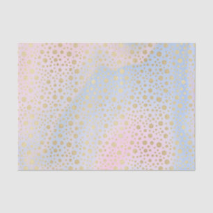 Papel De Seda Azul Claro, Rosa, Aquarela Púrpura y Puntos Dorado