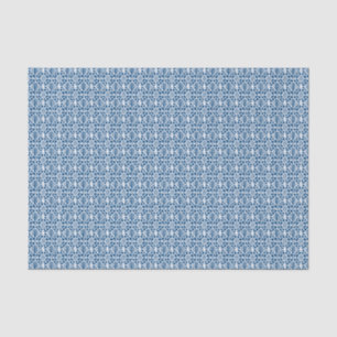 Papel De Seda Azul clásico con diseño de encaje cromado blanco