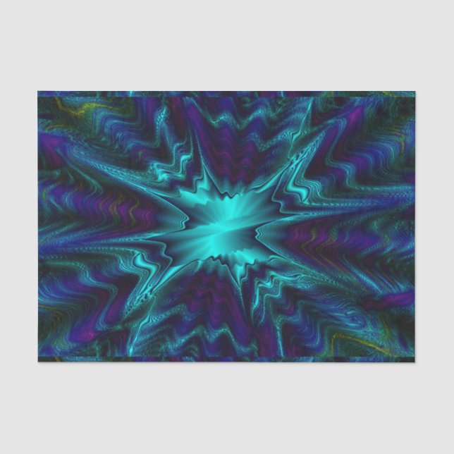 Papel De Seda Azul Cobalto Fractal (Anverso)