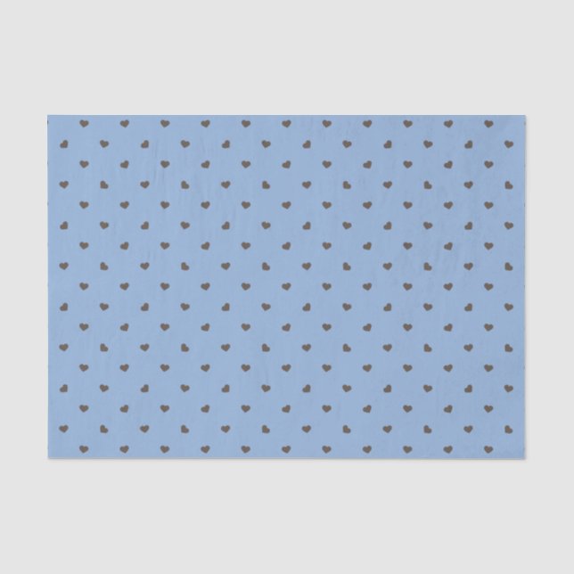 PAPEL DE SEDA AZUL CON CORAZONES MARRONES CHOCOLATES (Anverso)