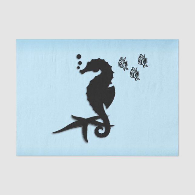 Papel De Seda Azul de Caballo de Mar (Anverso)