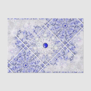 Papel De Seda Azul de encaje cerámico de Grecia y copo de nieve