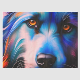 PAPEL DE SEDA AZUL DE GRÁFICO EN PERRO TERRIER ROJO