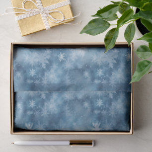 Papel De Seda Azul de Invierno Copos de Nieve Navidad