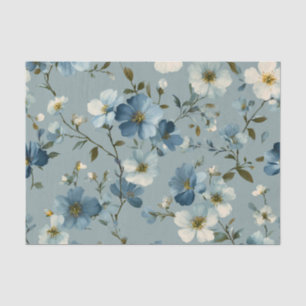 Papel De Seda Azul Ditsy Pastel Boho Años 70 Floral Vintage