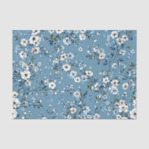 Papel De Seda Azul Ditsy Pastel Boho Años 70 Floral Vintage