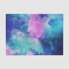 Papel De Seda Azul Espacio Estrellas Nebulosa Universo Acuarela