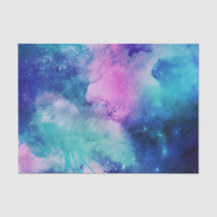 Papel De Seda Azul Espacio Estrellas Nebulosa Universo Acuarela 