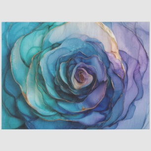 Papel De Seda Azul Floral en Serie de Diseño de Tinta al Alcohol