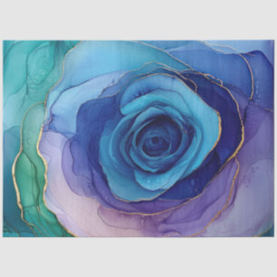 Papel De Seda Azul Floral en Serie de Diseño de Tinta al Alcohol
