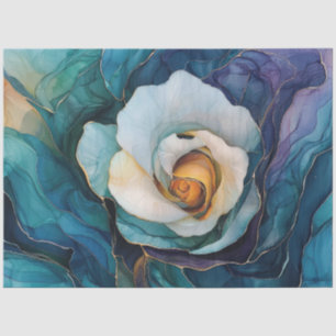 Papel De Seda Azul Floral en Serie de Tinta en Alcohol Diseño #2