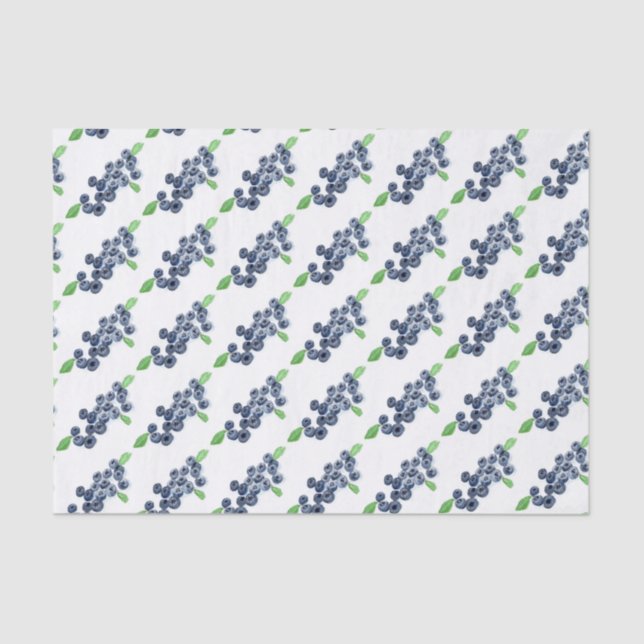 Papel De Seda Azul fruta acuarela Comida Berries Patrón (Anverso)