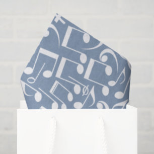 Papel De Seda Azul Fumado con Notas Musicales Bailarinas