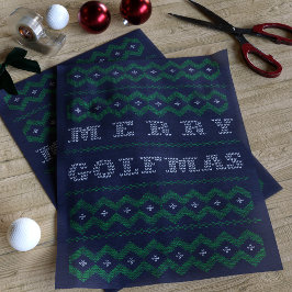Papel de seda azul Golf Navidad Feliz Golfmas