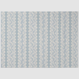 Papel De Seda Azul Gris Ikat Raya en Crema, Costero