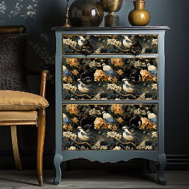 Papel De Seda Azul gris pálido Naranja victoriano pájaros bohemi