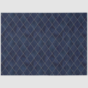 Papel De Seda Azul Marino Clásico de Terciopelo con Patrón Argyl