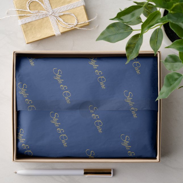 Papel de seda azul marino con estampado de patrón  (Regalo )