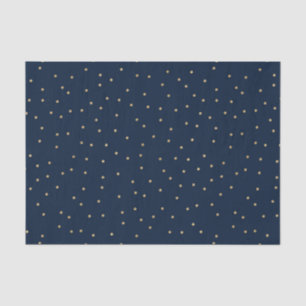 Papel De Seda Azul marino con lunares dorados
