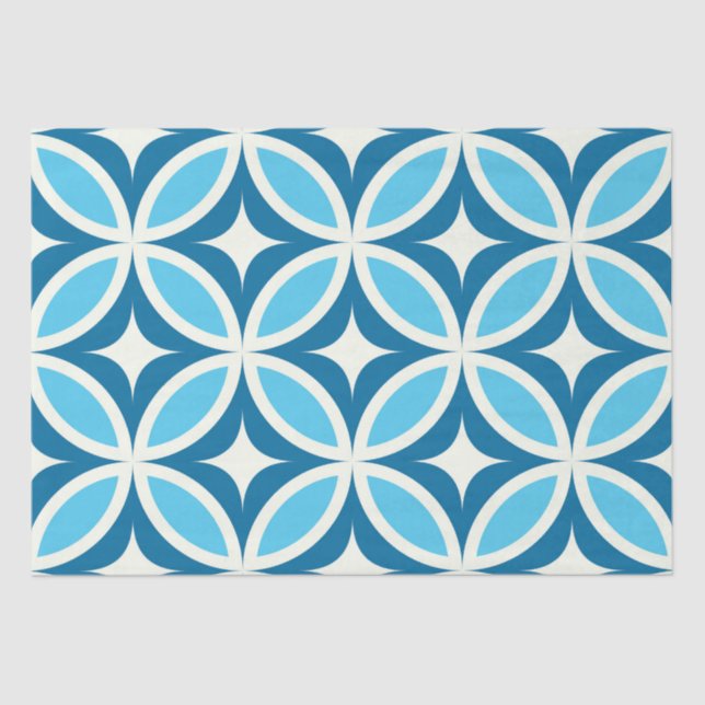 Papel De Seda Azul marino geométrico moderno de mediados de sigl (Anverso)