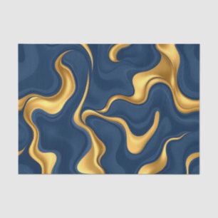 Papel De Seda Azul Marino Mármol Dorado Abstracto Lujo Torbellin