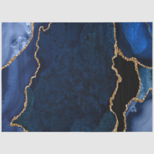 Papel De Seda Azul Marino y Agata Falsa Brillante